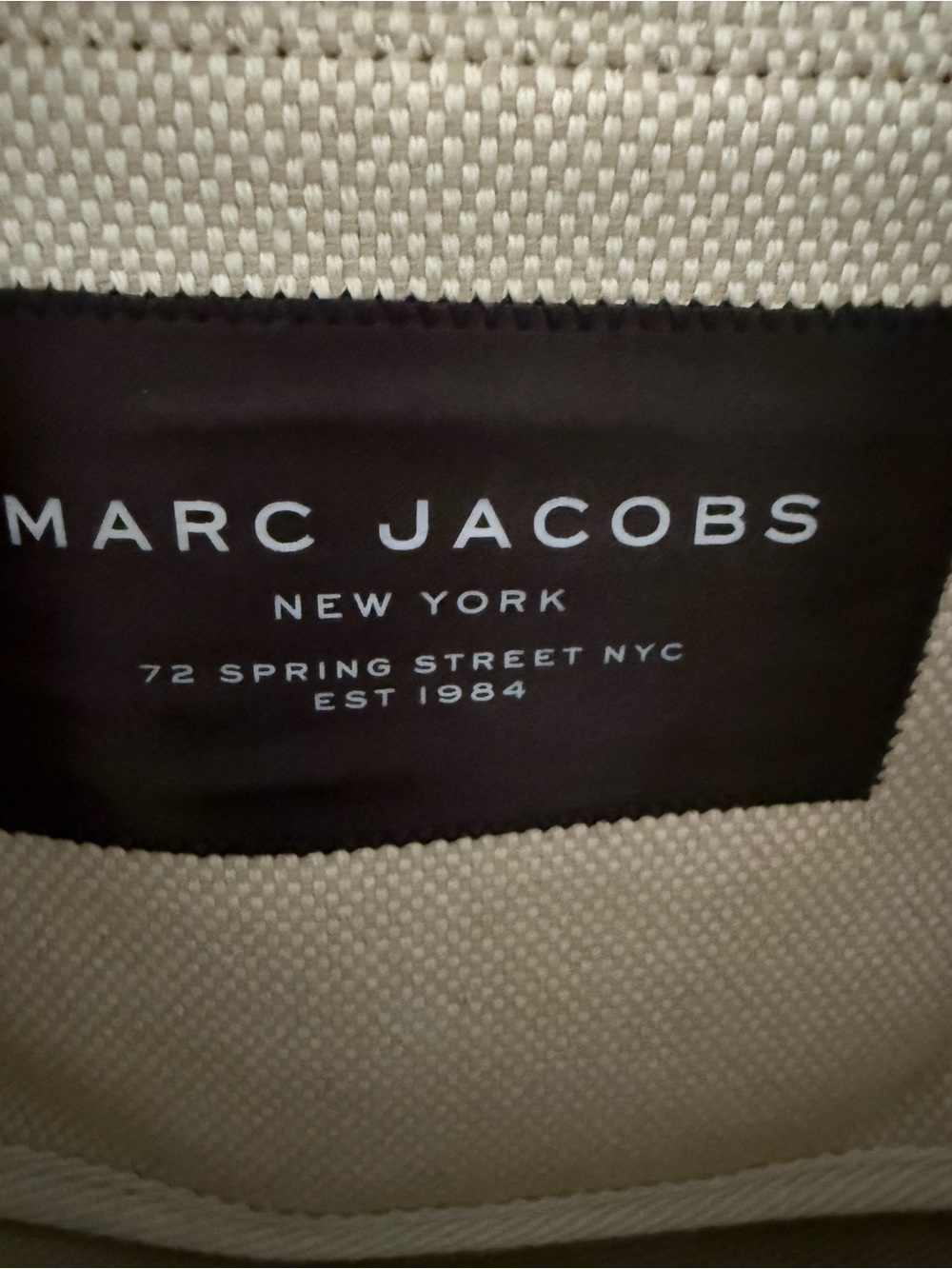 Marc Jacobs Black Canvas Tote with Ivory Trimmed Handles - Picture 5 of 5
